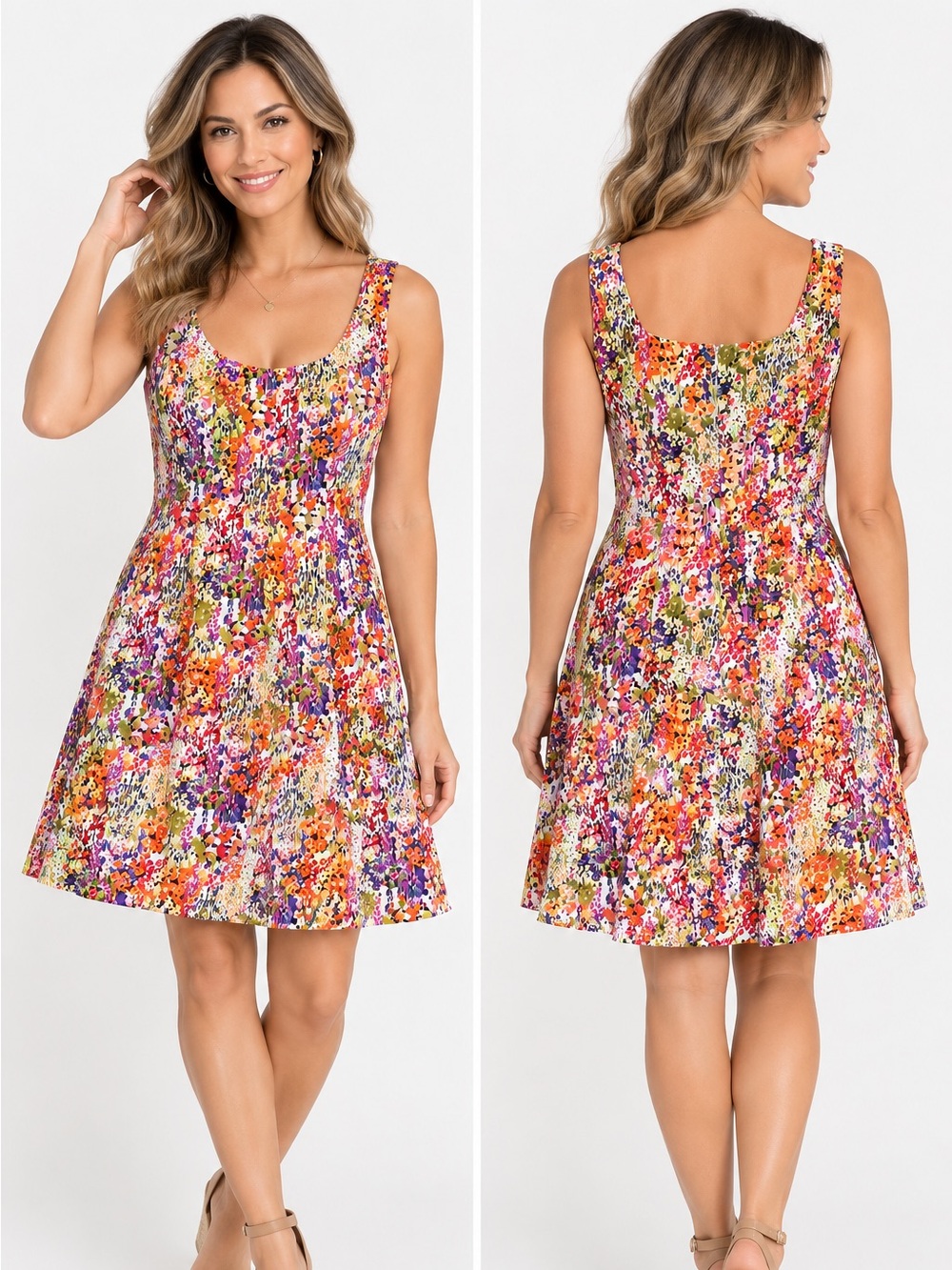 Nine West Floral Fit & Flare Dress Multicolor Size 12
A1-2